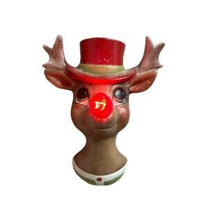 Rudolph Electrified Wall Lamp Light Vintage Christmas Holiday Wall Decor MCM 8”